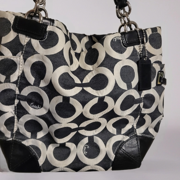 Coach Peyton Opt Art C Denim Drawstring Hobo Tote Bag. - Picture 9 of 9